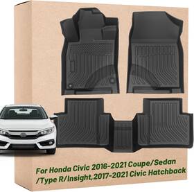 Tpo0006 Ibacpstore Car Floor Mats Replacement For Honda Civic 2016-2021 Coupe/sedan/type R/insight