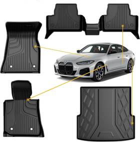 Fm-bm-015-zh-2 Ikabevem Original Bmw I4 2022-25 Custom All Weather 3d Rubber Tpe Floor Mats Cargo Liner