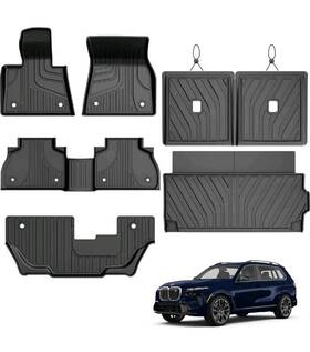 Fm-bm-016-zh-3 Ikabevem For 2019-2025 Bmw X7 Floor Mats And Cargo Liner Backrest Mat 7-seat Not