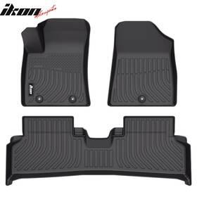 Cpd-hyknev24-1-bk Ikon Motorsports Fits 24-25 Hyundai Kona Electric Non-slip 3d Floor Mats All Weather Tpe Carpet