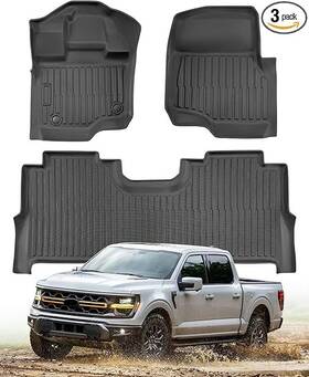 Cc223-ff-fe Jakeparts Floor Mats For 2015-2025 Ford F-150 Super Crew Cab Anti-slip All Weather Liners