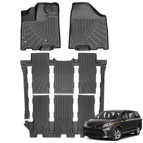 Ltpdhf33 Jaogaus Floor Mats For Toyota Sienna 2013-2020 3 Row All Weather Tpe Black