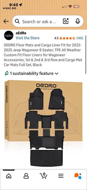 Maoedwh3di Jeep Floor Mats And Cargo Liner Fit For 2022-2025 Wagoneer 8 Seater