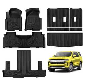 Juzishu 752848184397 Custom 3d Floor Mats Cargo/backrest Chevy Tahoe And Gmc Yukon 7 Seater 2021-25
