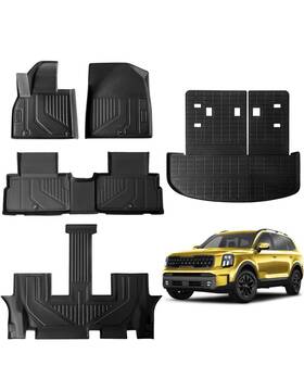 Kt505-jzs Juzishu Floor Mats For Kia Telluride 7 Seater 2020-2025 Full Set All Weather Tpe Wea
