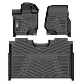 277719 Kac Us 1set Floor Mats Tpe Rubber Liners All Weather For 15-22 Ford F-150 Crew Cab