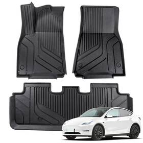 Kalkt143 Kartonmotor Tesla Model Y Floor Mats For 2020-2024 Tpe All Weather Custom F