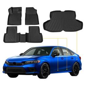 Kingna 750250605967 Floor Mats For 2022-2025 Honda Civic Sedan Not Hatchback Tpe Trunk Mat