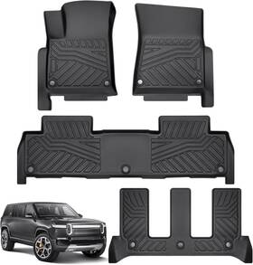 Qhzjd-r1s-3pcs-bk Klutchtech Floor Mats For R1s 2022-2025 All-weather Waterproof 1st-3rd Rows Full Set