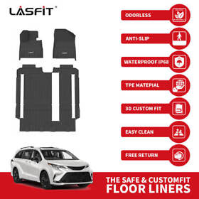 Ll-ty17t Lasfit Floor Mats Black For Toyota Sienna 8 Seater 2021-2022 1st 2nd 3rd Rows