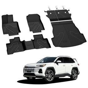 Xs-ty48a Lasfit Liners Floor Mats And Cargo Mat With Backrest For 2026 Toyota Rav4 Hybrid All Weather