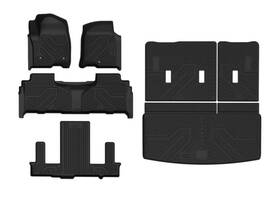 Xs-ca09a Lasfit Floor Mats And Cargo Liner W Backrest For Tahoe Yukon Escalade 21-26 7 Seat