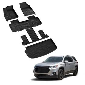 Xs-ch08a Lasfit Car Floor Mats And Cargo Mat For Chevrolet Traverse 2018-2023 Only Fit 7 Seats