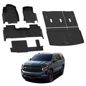 Xs-ch37a Lasfit Floor Mats And Cargo Mat For Chevrolet Tahoe / Gmc Yukon 2021-2025 8 Seats Liners
