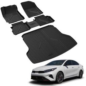 Xs-ka07a Lasfit Floor Mats And Cargo Mat For Kia Forte 2019-2024 Custom Tpe Protection Liner
