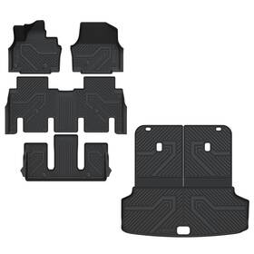 Lasfit Xs-ka14a For 2024-2026 Kia Ev9 1st-3rd Row Floor Mats Cargo Mat With Seatback All Weather