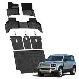 Xs-lr06a Lasfit Floor Mats And Cargo Mat With Seatback For Land Rover Defender 110 2020-2025 Liners