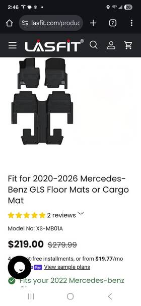 Xs-mb01 Lasfit Floor Mats For 2020-2025 Mercedes Benz Gls - 6 Seater Only