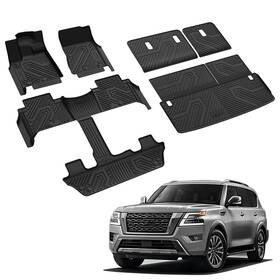 Xs-ns06a Lasfit Floor Mats For Nissan Armada / Infiniti Qx80 2025 7 Seats All Weather Cargo Mat