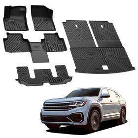 Lasfit Xs-vw06a For Volkswagen Atlas Floor Mats 2019-2026 3row And Cargo With Seatback Tpe Liners Set