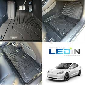 Msintflm-0001 Ledin 3 Pcs Cargo Mat Liner Heavy Duty Black 3d All Weather For 2017-2020 Tesla Model