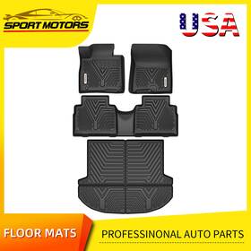 Ledkingdomus 197839526648 2 Row Floor Mats Cargo Mat Liner For 2021-2023 Hyundai Santa Fe 5 Seat