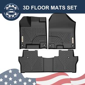 Es01f09w030 Ledkingdomus Car 3d Floor Mats For 2016-2022 Honda Pilot All-weather Tpe Rubber Liners