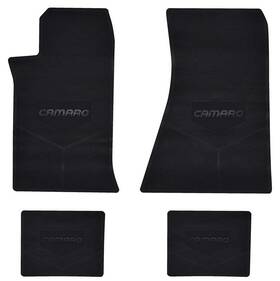 Fmca85001 Legendary Auto Interiors Upholstery 1985-92 Camaro Black Custom Vintage 4 Piece Floor Mats Set With Inch Logo