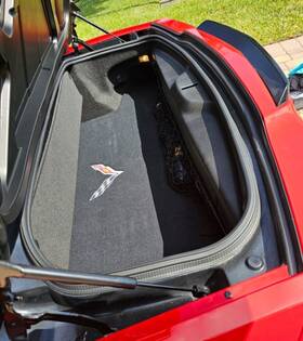 600120 Lloyd Mats 1-day 2014-2019 C7 Corvette Convertible Jet Black Rear Trunk Mat - Crossed Flags Logo