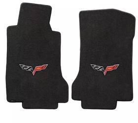 Lloyd Mats 635650602504 C6 Corvette Velourtex Ebony Front Floor Mat Set Crossflags Brand New