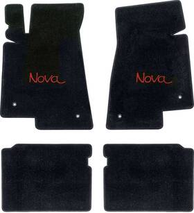 Lm2108rd Lloyd Mats 1968-74 Nova Black Floor Mat Set With Red Embroidered Inch Script