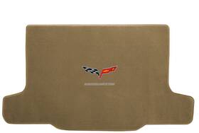 646663f40888648 Lloyds 2005-2013 C6 Corvette Convertible Cargo Mat Crossed Flags Dlx Cut Pile Cashmere
