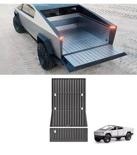 Xs-te04b Luckeasy 2 Piece Bed Cargo Mat For 2024 Tesla Cybertruck All Weather Tpe Liner Black
