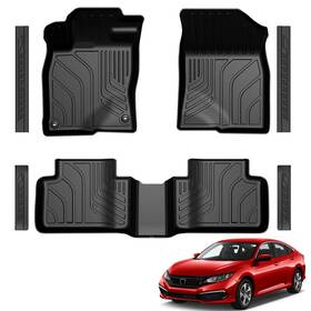 Sg250328052 Lumway All Weather Floor Mats Door Sill Guards For 2016-2021 Honda Civic