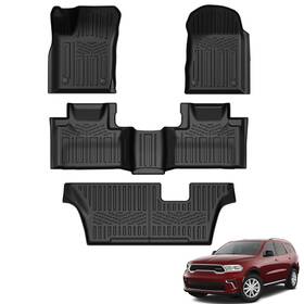 Lumway Sg251222016 Floor Mats For 2016-2026 Dodge Durango 7 Seater Bench Seats Tpe Durable
