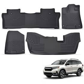 Ehnl0t Maxpeedingrods Black Floor Mat Set For Honda Pilot 8 Passenger 2016-2022 Tpe 3-row Protection