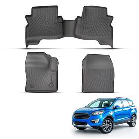 Fl58iv Maxpeedingrods Complete Floor Mat Set For Ford Escape C-max 2013-2019 Black Tpe Anti-slip 3pcs