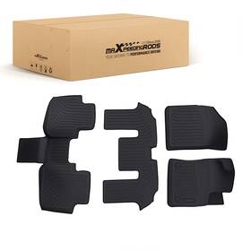 Jtc7qd Maxpeedingrods All-weather Black Floor Mats Liner For Volkswagen Atlas 2018-2025 Tpe 6 Seats