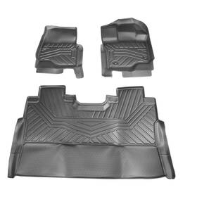 Lzvmi8 Maxpeedingrods 3 Pcs Floor Mats Liners Set For Ford F-150 Super Crew Cab 2015-2025 Tpe Rubber
