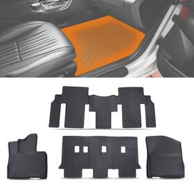 Maxpeedingrods Q1o56j 3 Row Floor Mat Kit For Kia Carnival Mpv 2022-2024 8-seater Models Only Black