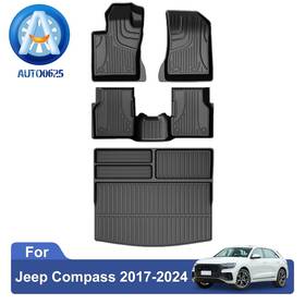 Fm-je-002-zh-2 Mit Car Floor Mats And Cargo Liners Rear Trunk Mat Full Set For Jeep Compass 2017-2024
