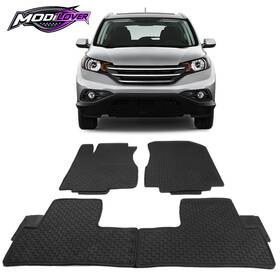 Mor-cpb-hcrv12-bk Modilover001 For 12-16 Honda Cr-v Crv Heavy Duty Black Latex Floor Mats Front And Second Row