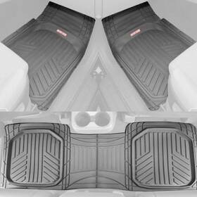 Mt-flmt-4pc-gry Mrecury 4 Pc Car Floor Mats Motor Trend Gray Odorless Trimmable Deep Dish And Cargo Liner