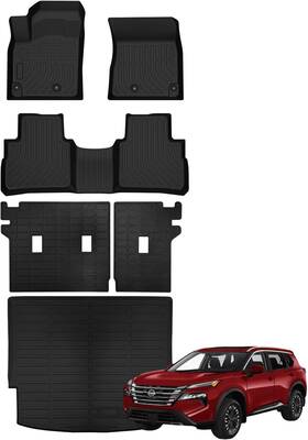 Flcl-rogue21 Mrivgoa Floor Mat Cargo Tray Seatback Protector Set For 21-26 Nissan Rogue Accessory