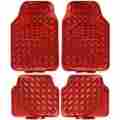 Mt-641-rd Ebking1 Bdk Full Metal Design Car Floor Mats Heavy Duty Metallic 4 Piece Front Rear Set Red 826942111129