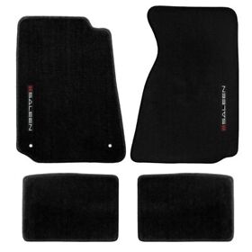 Sm112141 New Ford Mustang Heavy Plush 4 Pc Black Carpet Floor Mats With Saleen Logo And Word