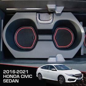 Hciv10-se Nip Cup Holder Hero Honda Civic 2016-2021 Sedan Liner Interior Accessories Red