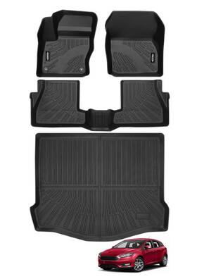 Floorfocus1218 Nqoqn Tpe Floor Mats /trunk Cargo Liner For 2012-2018 Ford Focus Hatchback All Weather