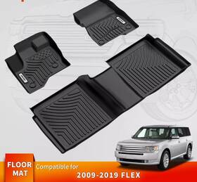 Oedro 764283201195 Floor Mats For 2009-2019 Ford Flex Tpe All-weather 2 Rows Liner 3d Molded