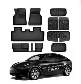 Oedro 764283243676 Floor Mats Cargo Liner Backrest Mat For 2021-2024 Tesla Model Y 7-seat 3d Molded